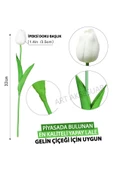 Yapay 8 Li Islak Lale Buketi Gerçeksi Doku Beyaz - Yapay Lale 32 Cm 8 Adet - 5