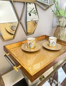 Sembol Desenli Lüx Sunum Tepsisi 47x30 cm Altın-102 LUXTRAY-102 - 1