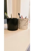 2 Ürün Bir Arada Mermer Desenli Ve Siyah Dekoratif Masa Üstü ve Banyo Organizerliği - 1