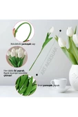 Yapay 8 Li Islak Lale Buketi Gerçeksi Doku Beyaz - Yapay Lale 32 Cm 8 Adet - 2