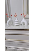Minimal Vazo Set 3'lü Bohem Biblo Minyatür Dekoratif Dayanıklı Beton Set - 7