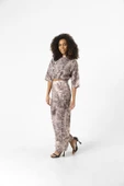 Kadın Desenli Pantolon Crop İkili Takım - 6