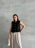 Siyah Sophia Cepli Düğmeli Triko Süveter - 4
