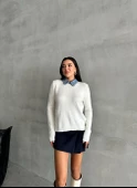 Kemik Lady Polo Yaka Aksesuarlı Kazak - 4