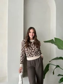 Taş-Kahve Melody Leopar Desenli Kazak - 6