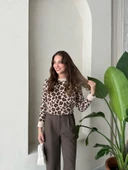 Taş-Kahve Melody Leopar Desenli Kazak - 3