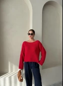 Kırmızı Rachel Havlu Yumoş Kazak - 3
