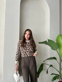 Taş-Kahve Melody Leopar Desenli Kazak - 5