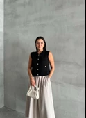 Siyah Sophia Cepli Düğmeli Triko Süveter - 3