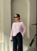 Pembe Rachel Havlu Yumoş Kazak - 3