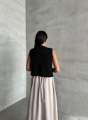 Siyah Sophia Cepli Düğmeli Triko Süveter - 8