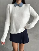 Kemik Lady Polo Yaka Aksesuarlı Kazak - 1