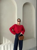 Kırmızı Rachel Havlu Yumoş Kazak - 5
