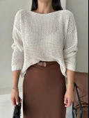 Krem Blossom Ajurlu Rahat Kesim Kazak thumbnail 1