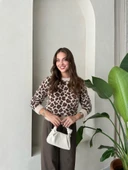 Taş-Kahve Melody Leopar Desenli Kazak - 4