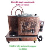 2 Gözlü Tam Otomatik Bakır Çay Kazanı Bayraklı Osmanlı Tuğra Model Elektrikli Pleytli çay makinesi - 1