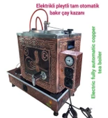 2 Gözlü Tam Otomatik Bakır Çay Kazanı Bayraklı Osmanlı Tuğra Model Elektrikli Pleytli çay makinesi - 2