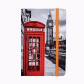 Telefon Kulübesi Küçük Boy Sert Kapak Lastikli Çizgisiz Defter - 1