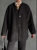 Siyah Lilyum Düz Kesim Bürümcük Ceket - 2