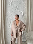 Vizon Boncuklu Kimono Keten Takım - 6