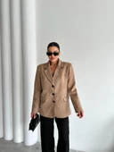 Bej Latte Kemik Düğmeli Süet Ceket - 3