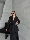 Siyah Elegant Kuşaklı Ceket - 5