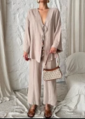 Vizon Boncuklu Kimono Keten Takım - 1