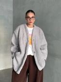 Gri Lilyum Düz Kesim Bürümcük Ceket - 1