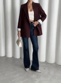 Mürdüm Kolu Katlamalı Blazer Ceket - 4