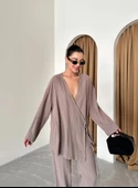Vizon Kruvaze Pamuklu Kimono Pantolon Takım - 3
