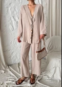 Vizon Boncuklu Kimono Keten Takım - 2