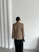 Bej Latte Kemik Düğmeli Süet Ceket - 6