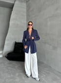 Lacivert Elegant Kuşaklı Ceket - 6