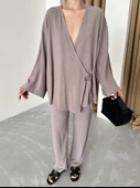 Vizon Kruvaze Pamuklu Kimono Pantolon Takım - 1