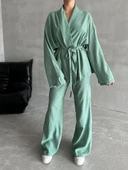 Mint Şal Yaka Kimono Pantolon Takım - 2