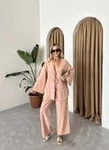 Pudra Boncuklu Kimono Keten Takım - 4