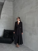 Siyah Elegant Kuşaklı Ceket - 4