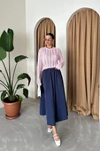 Lacivert Lola Fermuarlı Uzun Etek - 4