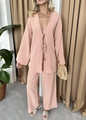Pudra Boncuklu Kimono Keten Takım - 2