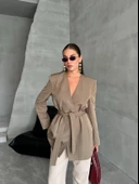 Haki Elegant Kuşaklı Ceket - 4