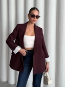 Mürdüm Kolu Katlamalı Blazer Ceket - 1