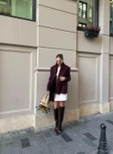 Bordo Madrid Şallı Ceket - 9