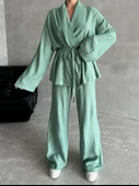 Mint Şal Yaka Kimono Pantolon Takım - 1