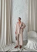 Vizon Boncuklu Kimono Keten Takım - 8