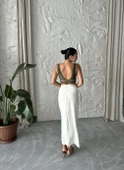 Natural Önden Büzgülü Midi Etek - 9