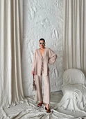 Vizon Boncuklu Kimono Keten Takım - 7