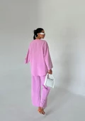 Pembe Boncuklu Kimono Keten Takım - 6