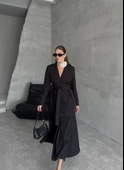 Siyah Elegant Kuşaklı Ceket - 8