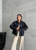 Lacivert Dark Büyük Cepli Kot Ceket - 5