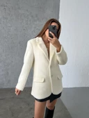 Ekru Çift Cepli Kürklü Ceket - 3
